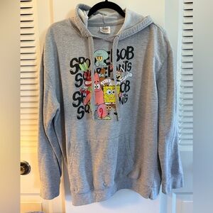 Gray SpongeBob Graphic Hoodie Sweatshirt Juniors Size XL (15-17)